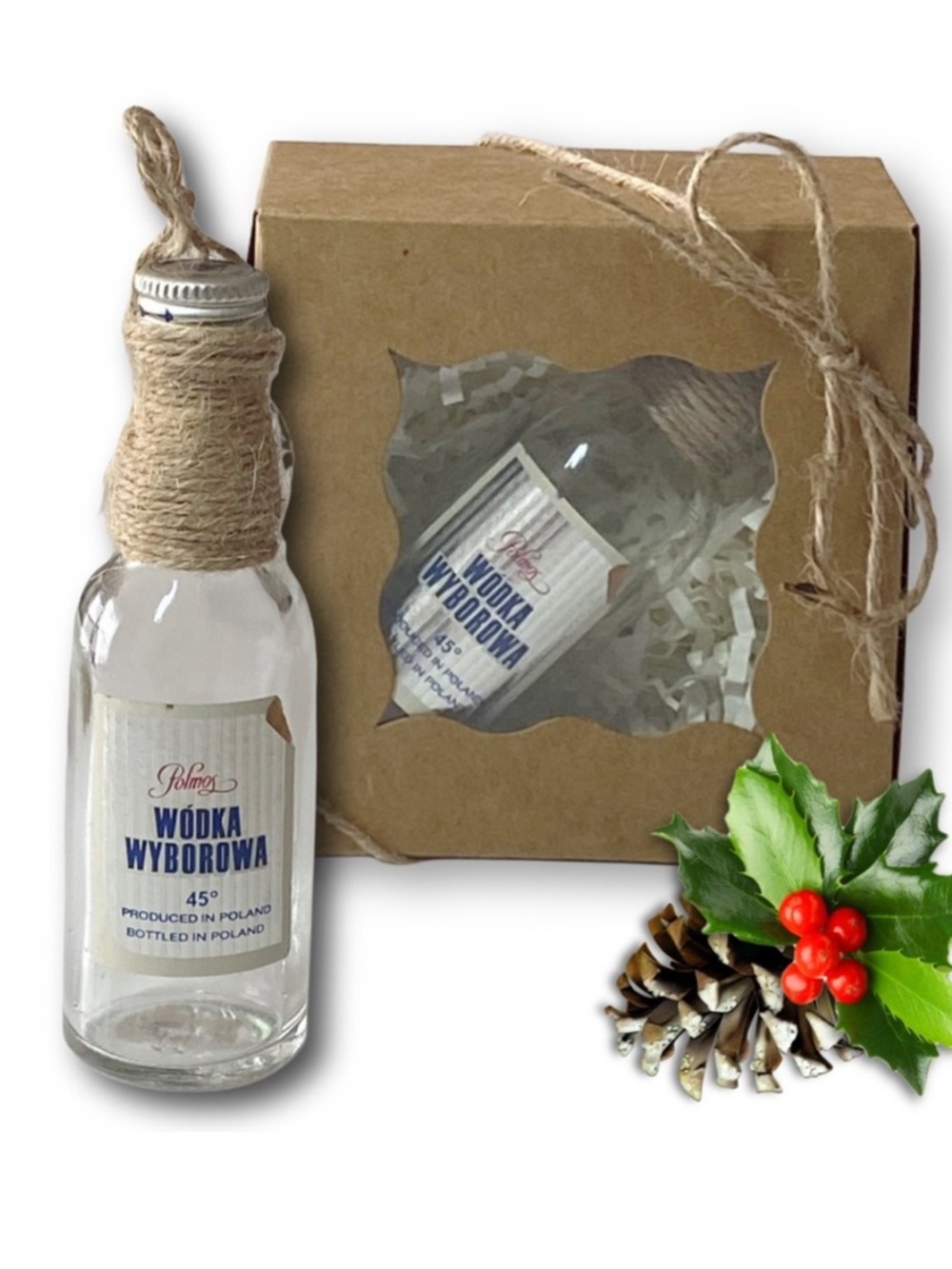 Polmos Wódka Wyborowa Artisan Vintage Glass Bottle Ornament